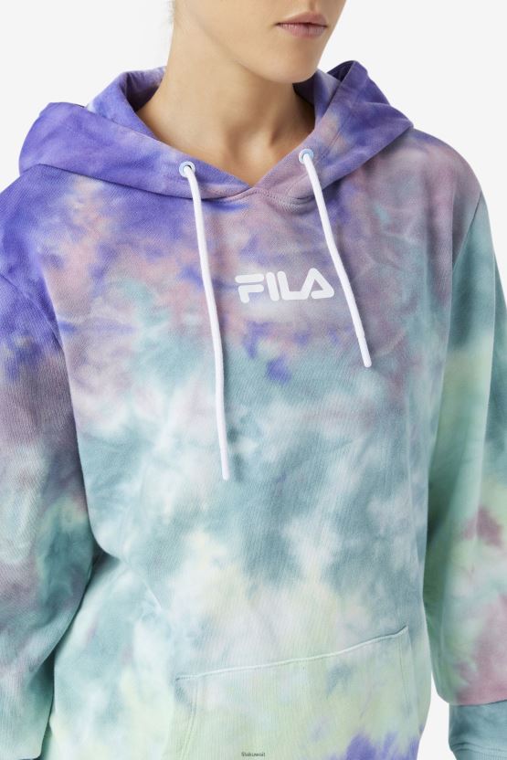 سترة بغطاء رأس مصبوغة بصبغة ربطة عنق زرقاء من أروبا، Fila Aerolynn BX00H41527 أروبا صبغ التعادل الأزرق FILA