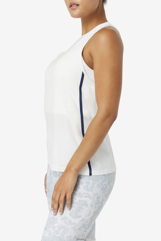 سترة علوية فضفاضة بدون أكمام باللون الأبيض/الأبيض المنقط/الأسود من Fila BX00H41930 أبيض/أبيض هيذر/أسود FILA