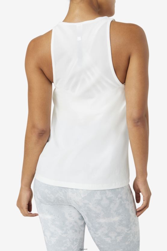 سترة علوية فضفاضة بدون أكمام باللون الأبيض/الأبيض المنقط/الأسود من Fila BX00H41930 أبيض/أبيض هيذر/أسود FILA
