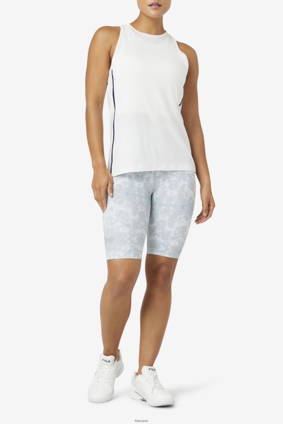 سترة علوية فضفاضة بدون أكمام باللون الأبيض/الأبيض المنقط/الأسود من Fila BX00H41930 أبيض/أبيض هيذر/أسود FILA