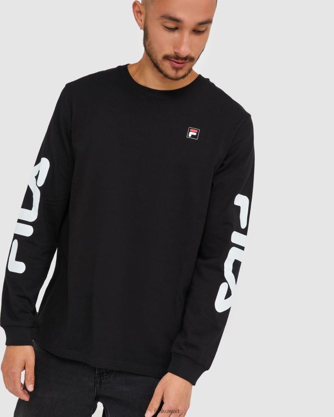 تي شيرت رجالي كلاسيكي بأكمام طويلة من Fila باللون الأسود BX00H42463 أسود FILA