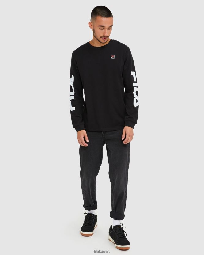 تي شيرت رجالي كلاسيكي بأكمام طويلة من Fila باللون الأسود BX00H42463 أسود FILA