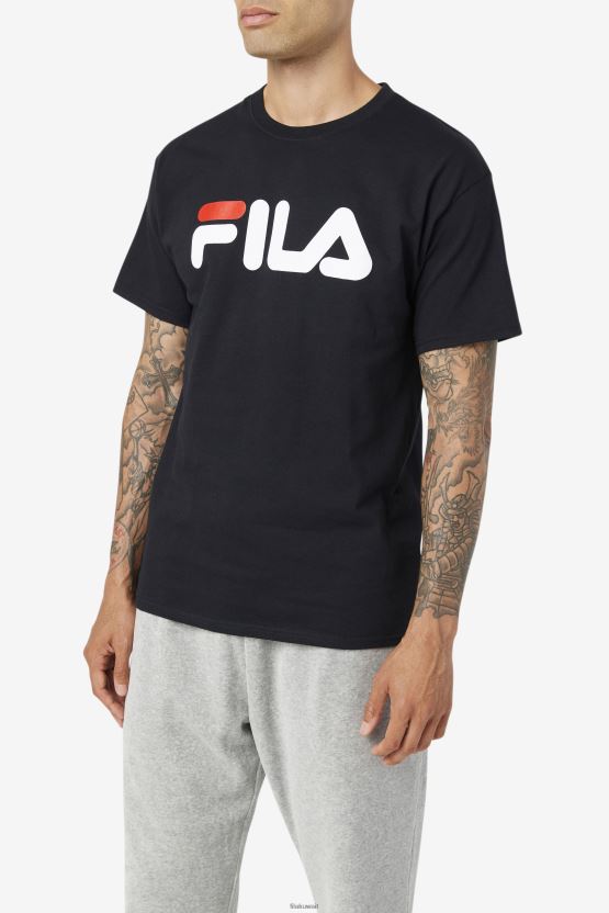 تي شيرت رجالي بشعار Fila باللون الأسود/الأبيض/الأحمر BX00H4267 أسود / أبيض / أحمر FILA