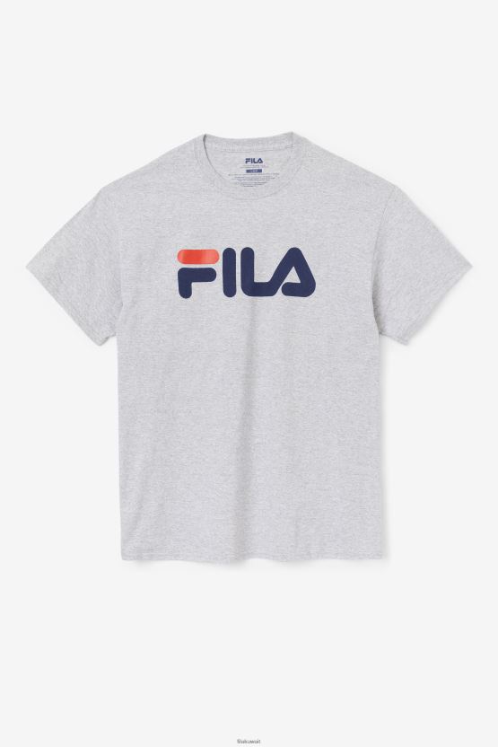 تي شيرت رجالي بشعار Fila رمادي منقط/كحلي/أحمر BX00H4268 هيذر رمادي / كحلي / أحمر FILA