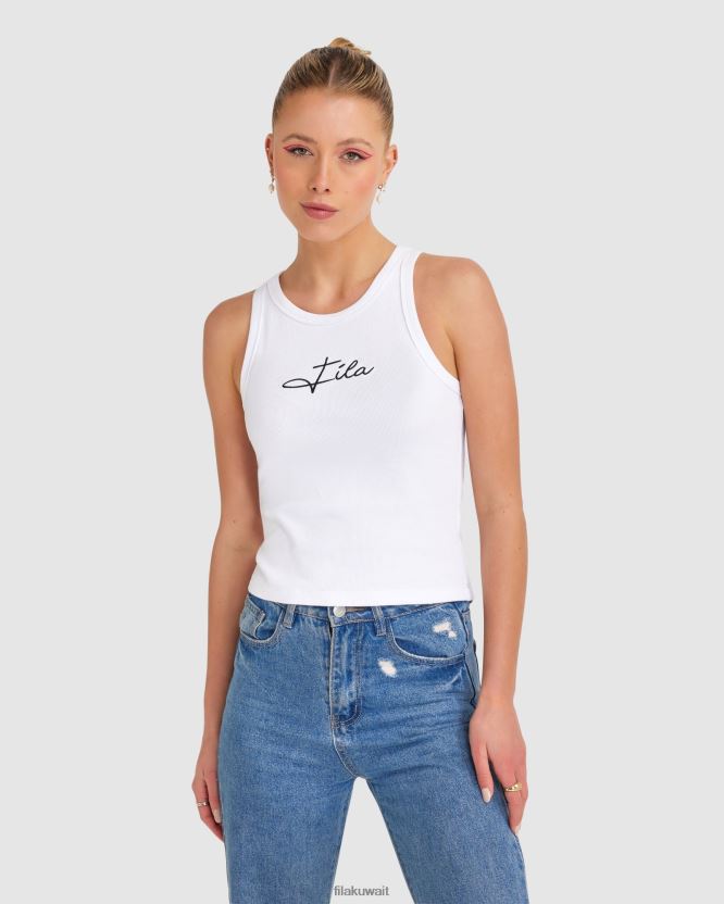 قميص سينزيا ضلع للسيدات باللون الأبيض من Fila BX00H42829 أبيض FILA