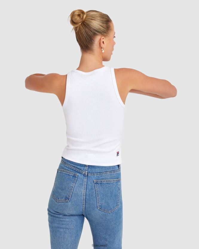 قميص سينزيا ضلع للسيدات باللون الأبيض من Fila BX00H42829 أبيض FILA