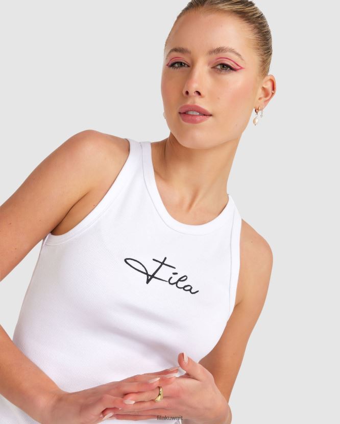 قميص سينزيا ضلع للسيدات باللون الأبيض من Fila BX00H42829 أبيض FILA
