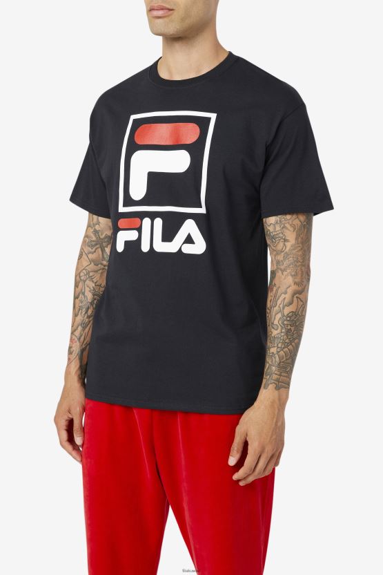 تي شيرت Fila مكدس باللون الأسود/الأبيض/الأحمر BX00H4304 أسود / أبيض / أحمر FILA