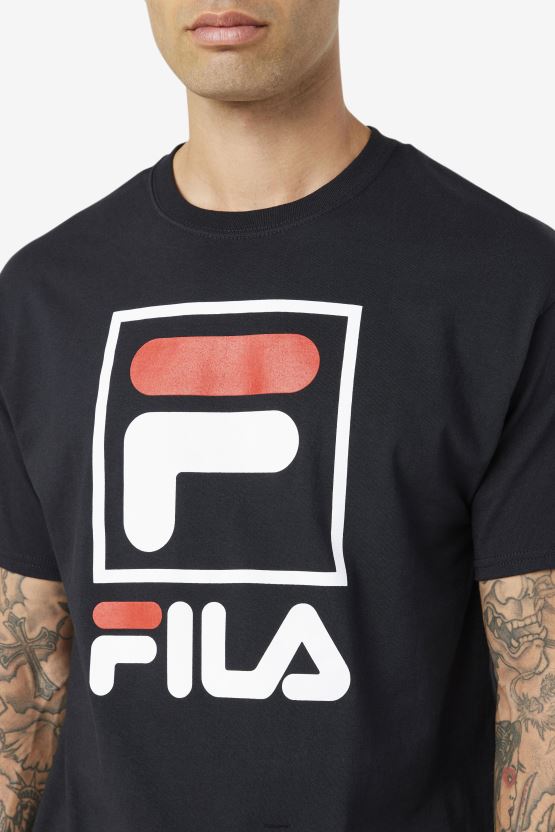 تي شيرت Fila مكدس باللون الأسود/الأبيض/الأحمر BX00H4304 أسود / أبيض / أحمر FILA