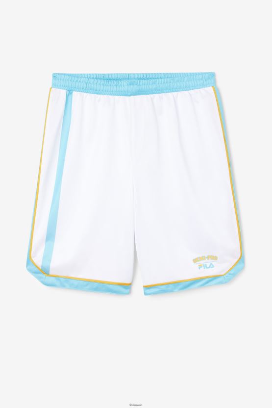 Fila شورت كرة سلة شبه احترافي باللون الأبيض/الأزرق/الأصفر المشع BX00H4706 أبيض / أزرق / أصفر مشع FILA