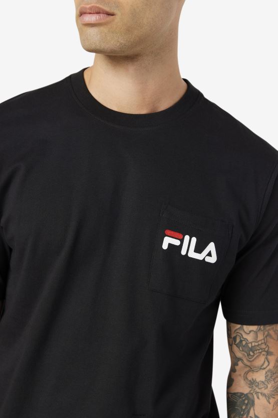 تيشيرت جيب Fila Curtis باللون الأسود/الأبيض/June Bug BX00H4397 أسود / أبيض / علة يونيو FILA