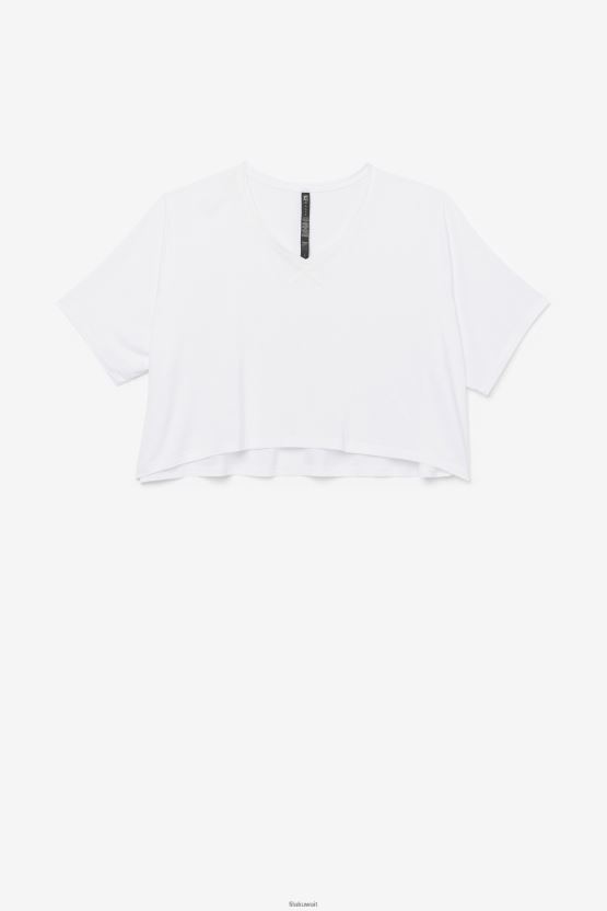 بلوزة بيضاء من Fila ذات قصّة عالية ومنخفضة من Fi-Lux BX00H41918 أبيض FILA