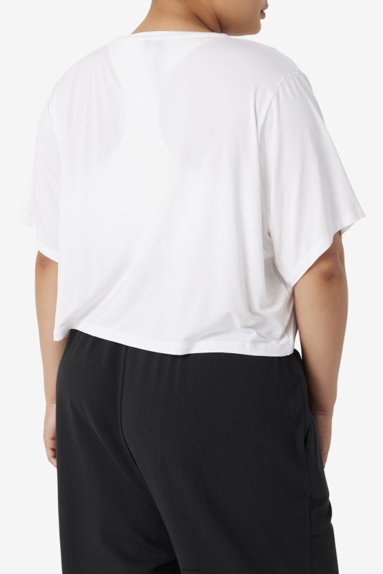 بلوزة بيضاء من Fila ذات قصّة عالية ومنخفضة من Fi-Lux BX00H41918 أبيض FILA