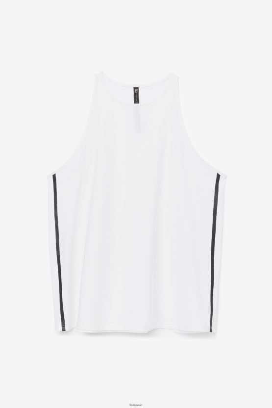 أبيض/أبيض منقط/أسود Fila Fi-Lux قميص فضفاض بدون أكمام BX00H41935 أبيض/أبيض هيذر/أسود FILA