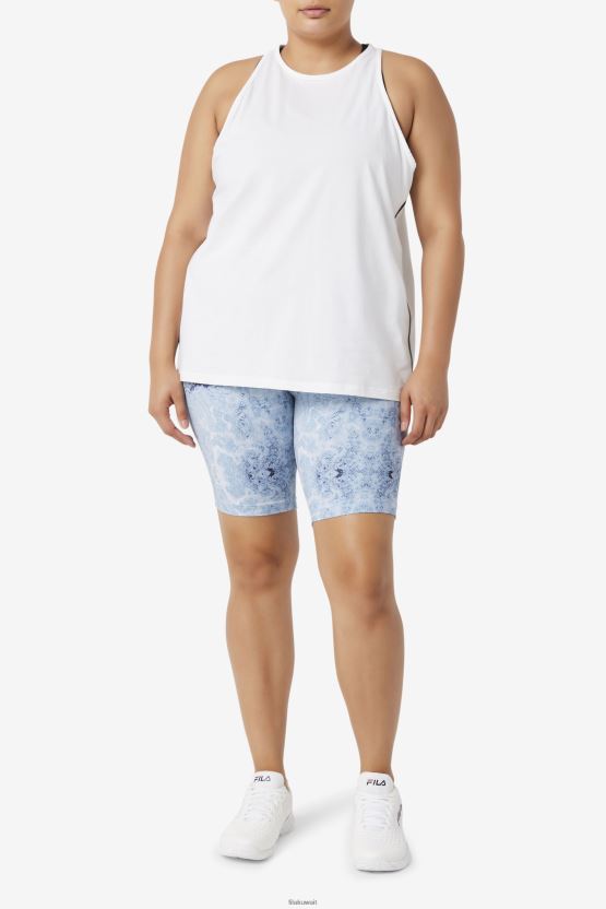 أبيض/أبيض منقط/أسود Fila Fi-Lux قميص فضفاض بدون أكمام BX00H41935 أبيض/أبيض هيذر/أسود FILA