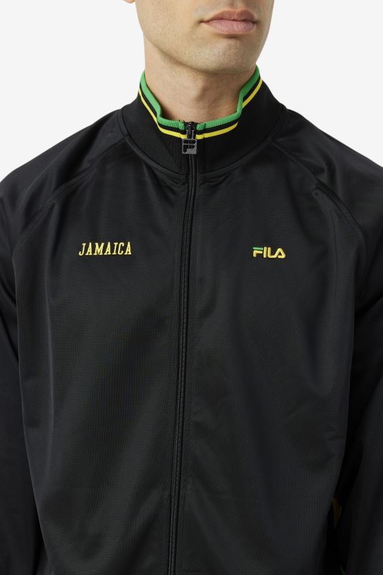 سترة رياضية Fila Jamaica باللون الأسود/الأصفر/الأخضر السرخسي BX00H4915 أسود/أصفر/أخضر السرخس FILA
