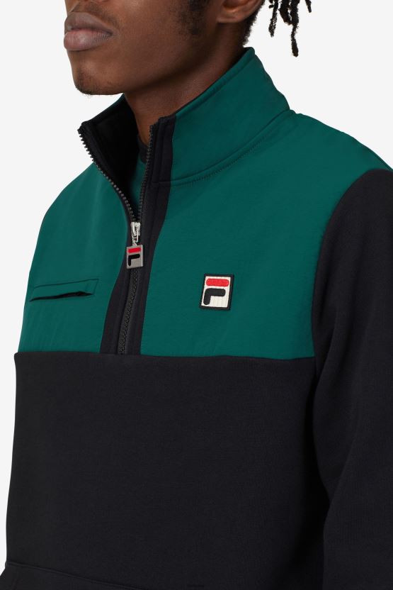 سترة صوفية Fila باللون الأسود/June Bug/Golden Glow فرانسيسكو صوفية BX00H4796 أسود/حشرة يونيو/توهج ذهبي FILA