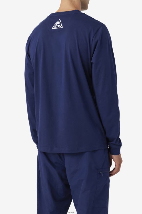 تي شيرت Fila Navy/Ice Aqua/EGret kare بأكمام طويلة BX00H4406 البحرية / مثلج أكوا / البلشون الأبيض FILA