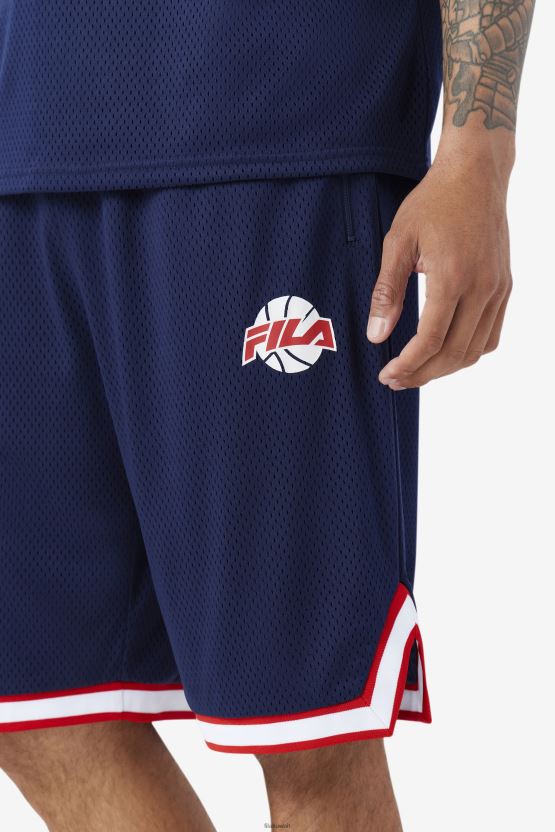 شورت كرة السلة Fila Ovi باللون الأزرق الداكن/الأحمر/الأبيض BX00H4723 البحرية / الأحمر / الأبيض FILA