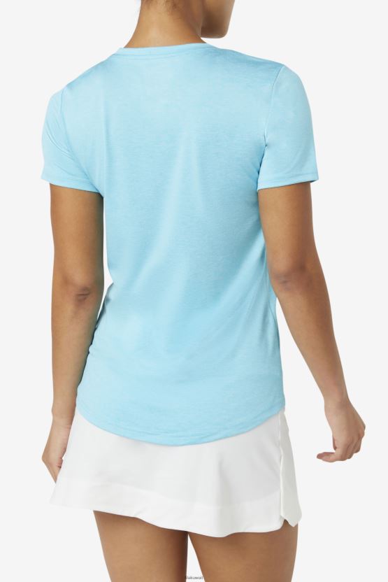 Fila Pickleball حريري برقبة على شكل حرف V هيذر سمكة زرقاء BX00H42029 هيذر السمكة الزرقاء FILA