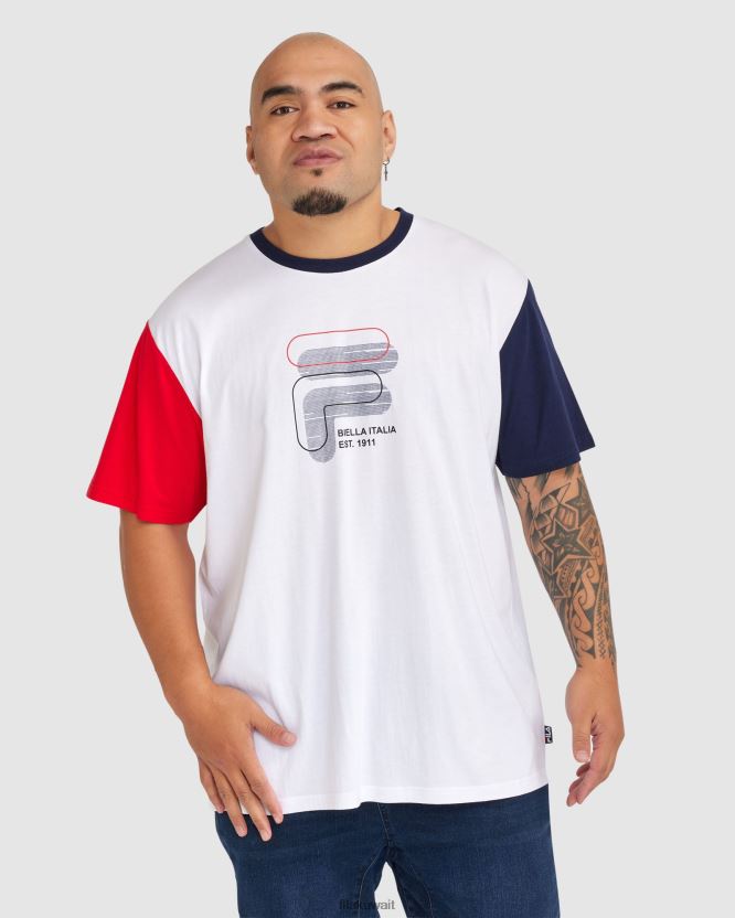 تي شيرت Fila للرجال Plus Lennox باللون الأبيض BX00H42365 أبيض FILA