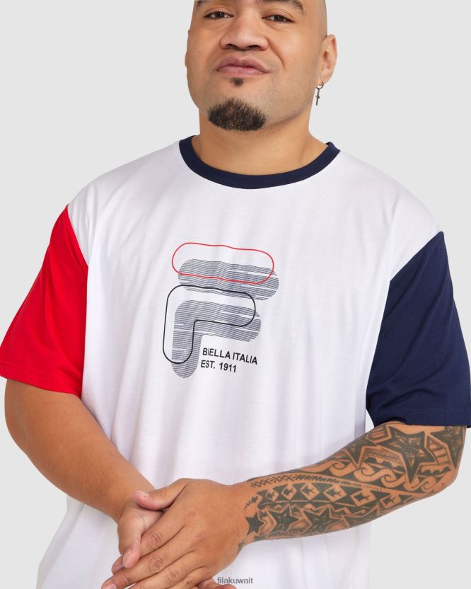 تي شيرت Fila للرجال Plus Lennox باللون الأبيض BX00H42365 أبيض FILA