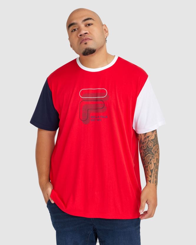 تي شيرت Fila Red للرجال Plus Lennox BX00H42392 أحمر FILA