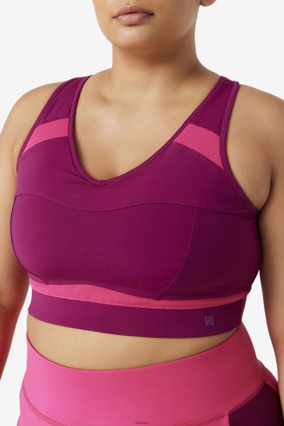 أرجواني أرجواني/وردي ساطع حمالة صدر رياضية من طراز Fila Uplift Racerback BX00H41833 أرجواني أرجواني/وردي مشرق FILA