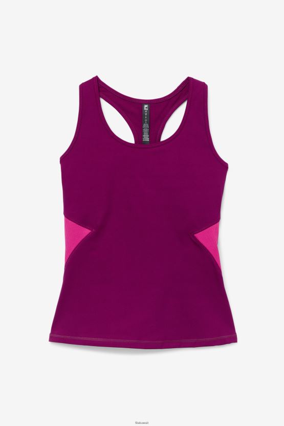 أرجواني أرجواني/وردي ساطع Fila Uplift مفتوح Racerback بدون أكمام BX00H41875 أرجواني أرجواني/وردي مشرق FILA
