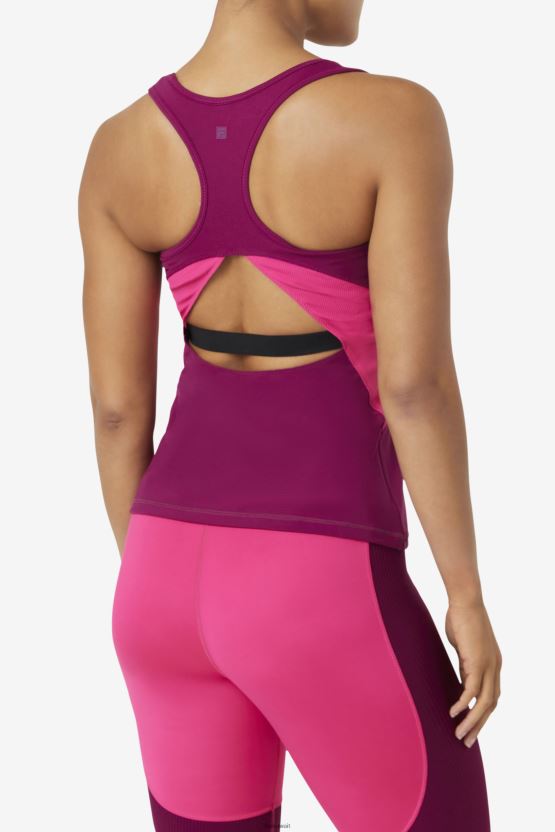 أرجواني أرجواني/وردي ساطع Fila Uplift مفتوح Racerback بدون أكمام BX00H41875 أرجواني أرجواني/وردي مشرق FILA