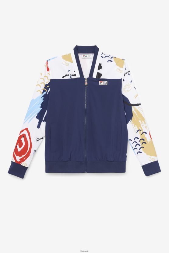 سترة رياضية مطبوعة من Fila X The Museum، معطف/أبيض/أحمر BX00H4833 معطف / ​​أبيض / أحمر FILA