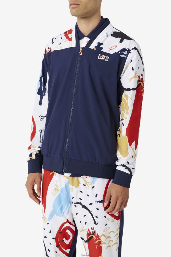 سترة رياضية مطبوعة من Fila X The Museum، معطف/أبيض/أحمر BX00H4833 معطف / ​​أبيض / أحمر FILA