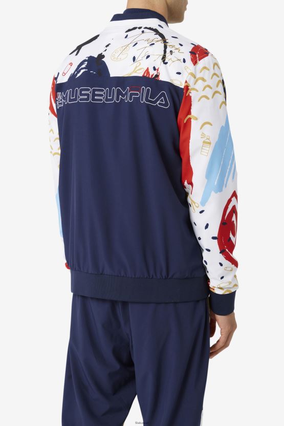 سترة رياضية مطبوعة من Fila X The Museum، معطف/أبيض/أحمر BX00H4833 معطف / ​​أبيض / أحمر FILA