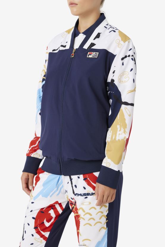 سترة رياضية مطبوعة من Fila X The Museum، معطف/أبيض/أحمر BX00H4833 معطف / ​​أبيض / أحمر FILA