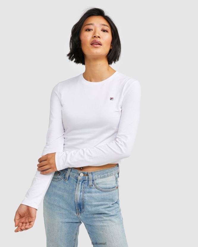 شارة نسائية L/S تي شيرت أبيض اللون BX00H42885 أبيض FILA