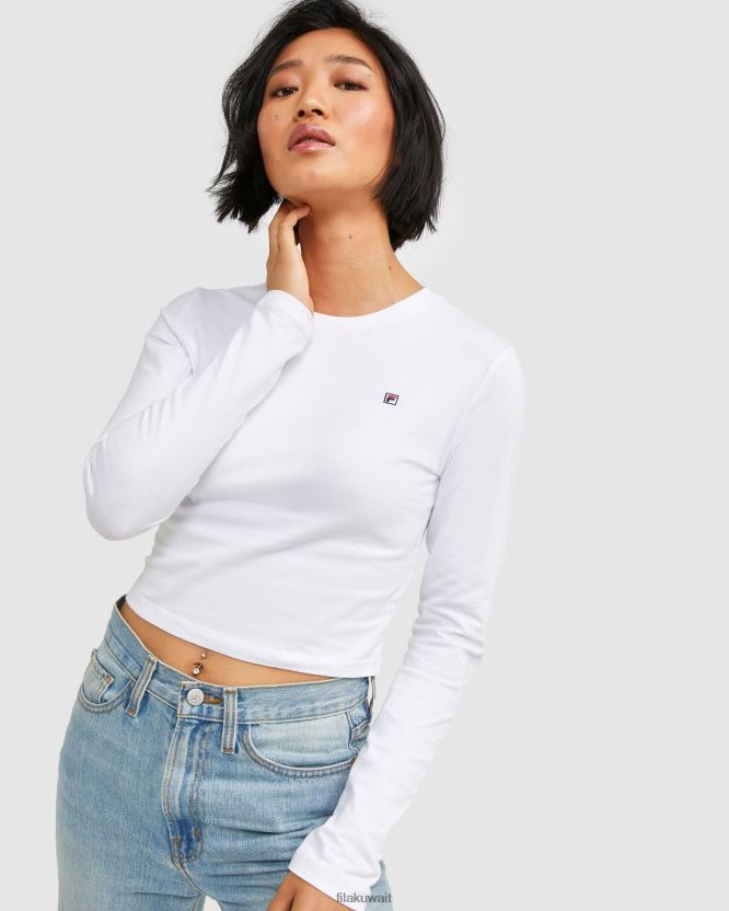 شارة نسائية L/S تي شيرت أبيض اللون BX00H42885 أبيض FILA