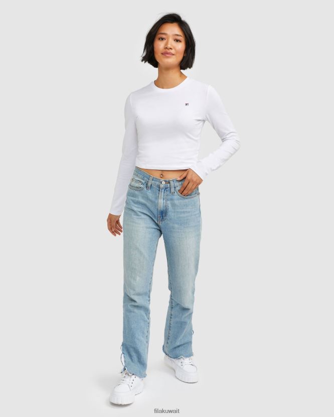 شارة نسائية L/S تي شيرت أبيض اللون BX00H42885 أبيض FILA