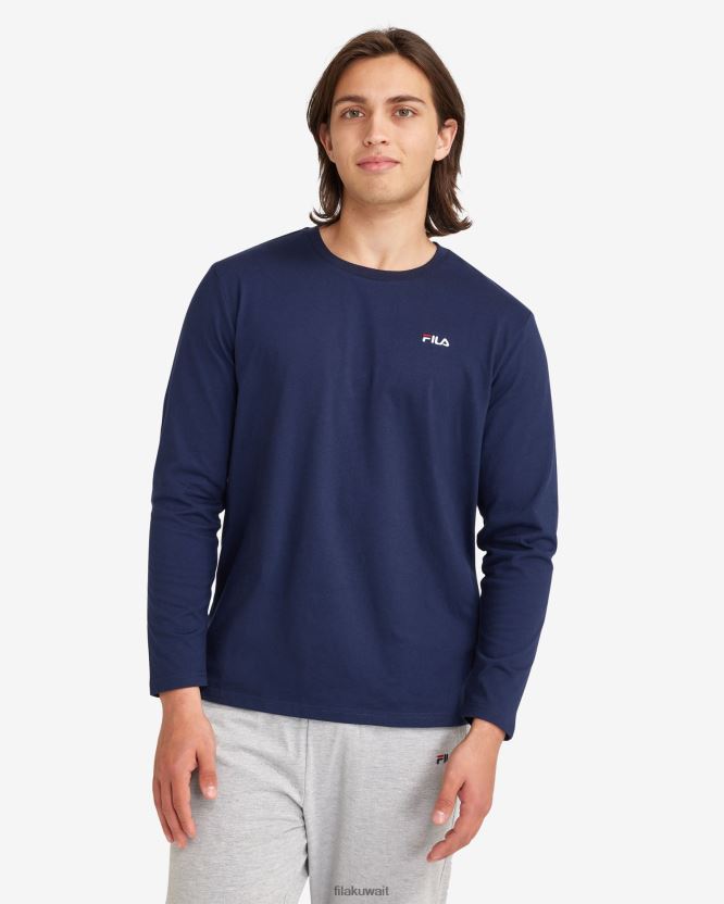 تي شيرت L/S أساسي للرجال من New Navy Fila BX00H42547 البحرية الجديدة FILA