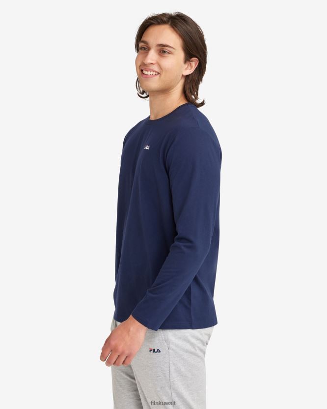 تي شيرت L/S أساسي للرجال من New Navy Fila BX00H42547 البحرية الجديدة FILA