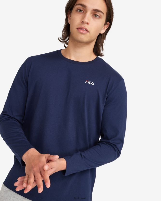 تي شيرت L/S أساسي للرجال من New Navy Fila BX00H42547 البحرية الجديدة FILA