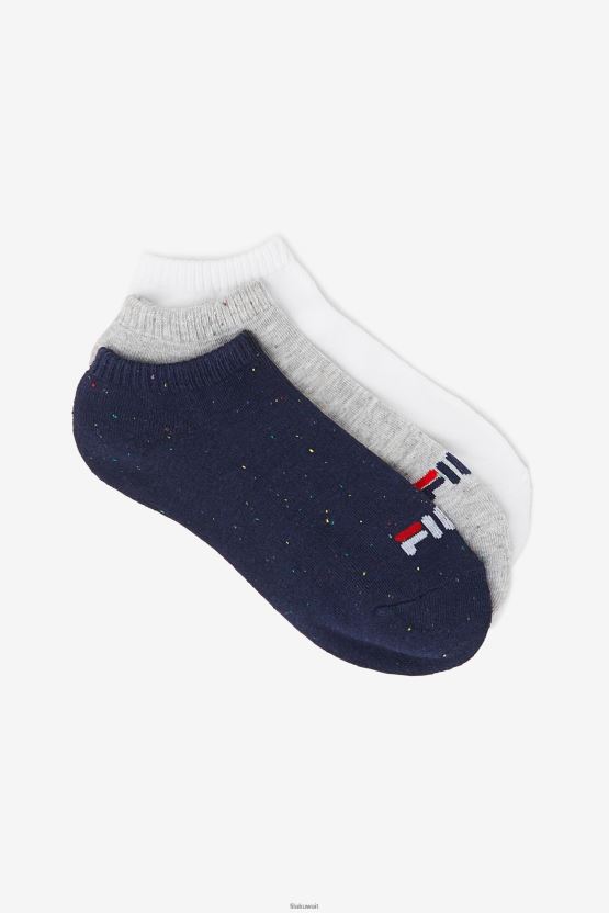 جوارب نسائية رمادية اللون من Multi Fila، مجموعة من 3 جوارب مخططة بدون عرض BX00H41095 رمادي متعدد FILA