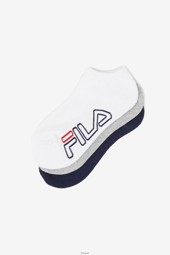 جوارب نسائية رمادية اللون من Multi Fila، مجموعة من 3 جوارب مخططة بدون عرض BX00H41095 رمادي متعدد FILA