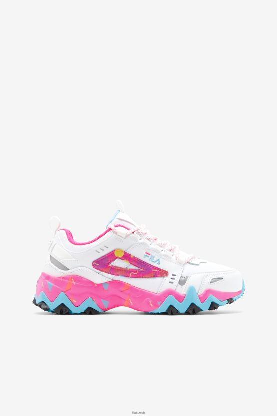 حذاء Oakmont TR Fila للسيدات باللون الأبيض/الوردي/Bluefish BX00H41262 أبيض / وردي جلو / بلوفيش FILA