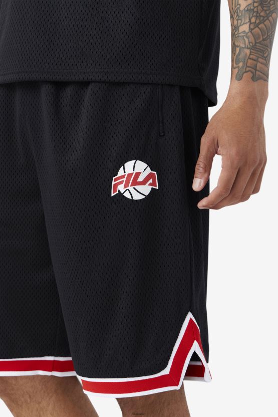 شورت كرة السلة Ovi باللون الأسود/الأحمر/الأبيض من Fila BX00H4724 أسود أحمر أبيض FILA