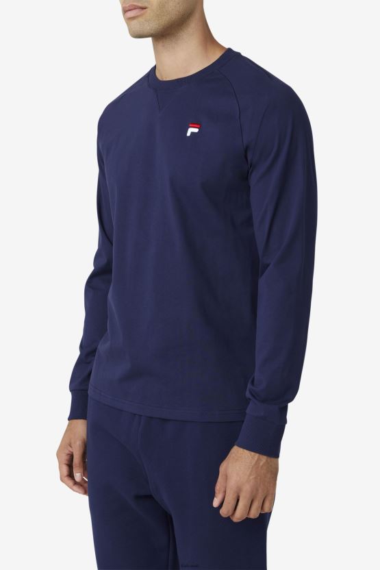 Peacoat Fila Flynn تي شيرت طويل الأكمام BX00H4291 معطف طاووس FILA