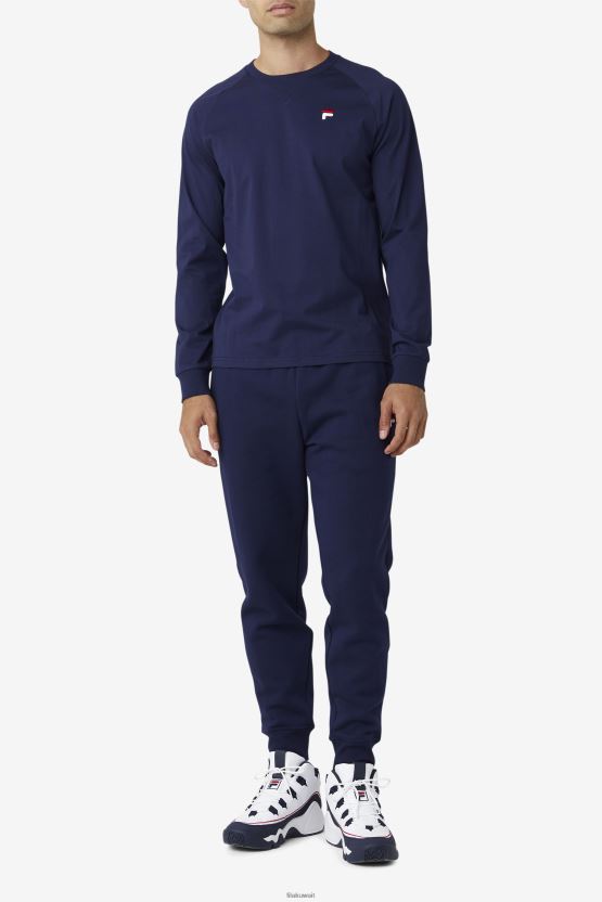 Peacoat Fila Flynn تي شيرت طويل الأكمام BX00H4291 معطف طاووس FILA