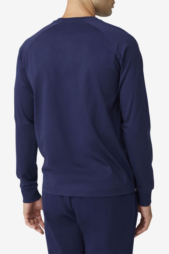 Peacoat Fila Flynn تي شيرت طويل الأكمام BX00H4291 معطف طاووس FILA