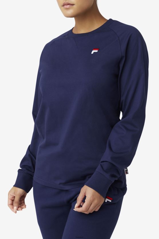 Peacoat Fila Flynn تي شيرت طويل الأكمام BX00H4291 معطف طاووس FILA