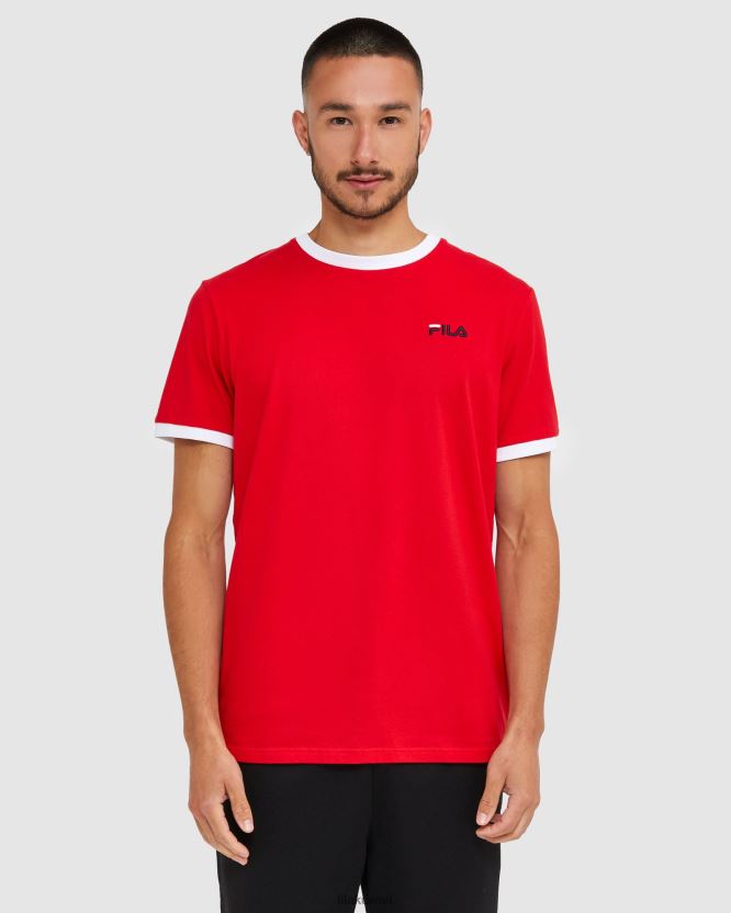 تي شيرت Ringer الكلاسيكي باللون الأحمر للرجال من Fila BX00H42482 أحمر FILA