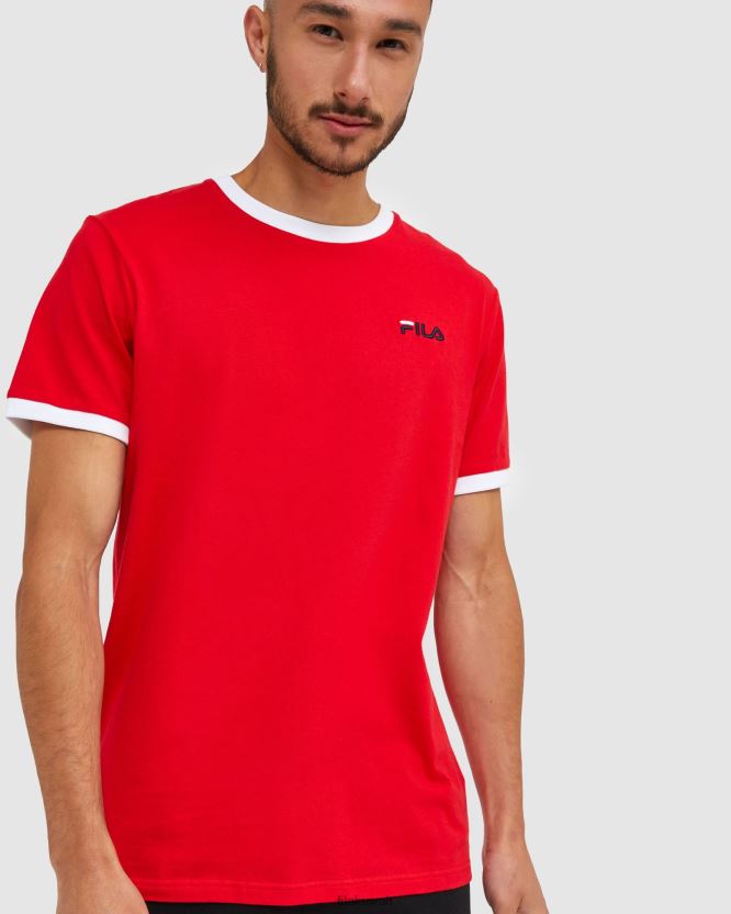 تي شيرت Ringer الكلاسيكي باللون الأحمر للرجال من Fila BX00H42482 أحمر FILA